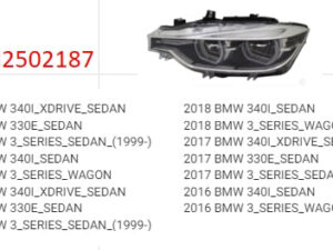 Bmw 3 Headlight LED Driver Side Sedan/Wagon/330E/340I/340I Xddrive All 2016-2018 () (Oe 63 11 7 419 629)