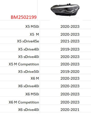 Bmw X5 Headlight Driver Side Led High Beam Without Logo 2019-2023 X6 2020-2023 (Click Image For Fitments)