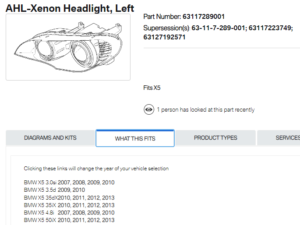 Bmw X5 Headlight Bi-Hid Headlight Driver Side W/ Adaptive 2007-2011 (To 4/11 Production)