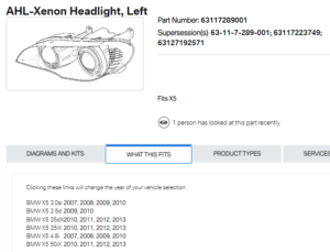 Bmw X5 Headlight Bi-Hid Headlight Driver Side W/ Adaptive 2007-2011 (To 4/11 Production)