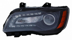 Chrysler Head Headlight Halogen Headlight Halogen Driver Side Black Bezel Projector-Type 300 2012-2014