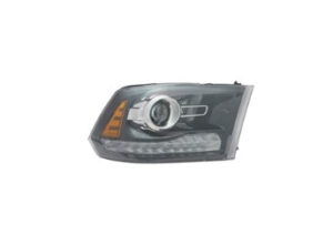 Ram 2013-2014 Headlight Halogen Projector Headlight Passenger Side Fits 25/3500 Black Bezel & 1500 R-T/Sport 2013-2014 Capa