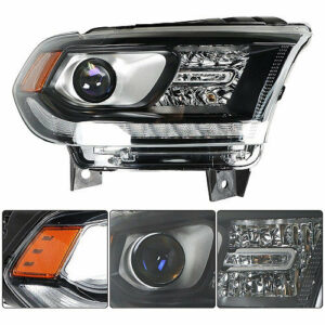 Dodge Durango Headlight Halogen Headlight Passenger Side Black Bezel W/ Led Daytime Running Light Without Logo 2016-2020 Capa