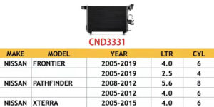 Nissan Xterra Condenser For Nisssan Pathfinder & Frontier &