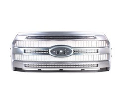Ford Pickup Grille Without Camera & Nostrils 3-Painted Silver Bars/Chrome Surround For Platinum 2015-2017 (Oe Fl3Z8200Ma)