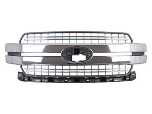 Ford Pickup Grille 2 Chrome Accent Bars Above And Below Main Accent Chrome Bars/Black Grid For Lariat 2018-2020 (Oe Jl3Z8200Gb)