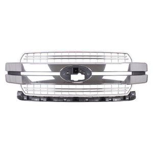 Ford Pickup Grille 2 Chrome Accent Bars Above And Below Main Accent Chrome Bars/Argent Grid For Lariat 2018-2020 (Oe Jl3Z8200Hb)