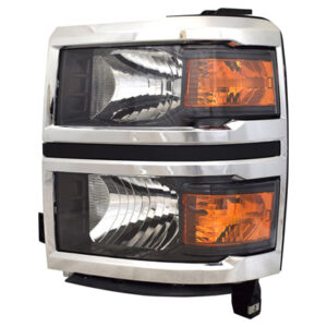 Chevrolet Silverado Headlight Halogen Headlight Driver Side Chrome 1500 2014-2015
