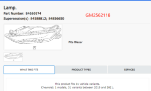 Chevrolet Blazer Daytime Running Light Driver Side 2019-2022