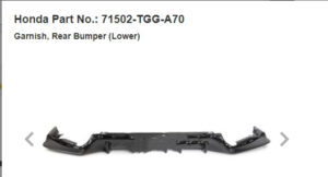Honda Civic Bumper Cover Rear Lower Bumper Gloss Black For Sport/Sport Touring Hatchback 2020-2021