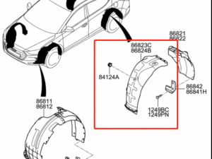 Hyundai Elantra Fender Driver Side Liner Korea Built 1.4T/2.0L Sedan 2017-2018
