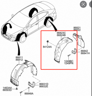 Hyundai Elantra Fender Driver Side Liner Korea Built 1.4T/2.0L Sedan 2017-2018