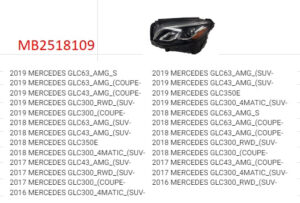 Mercedes Glc Headlight LED Driver Side Without Adaptive Lighting Glc- 2016-2019 (Click Imgage For Fitments)