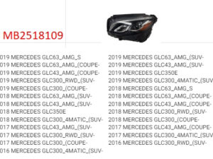 Mercedes Glc Headlight LED Driver Side Without Adaptive Lighting Glc- 2016-2019 (Click Imgage For Fitments)