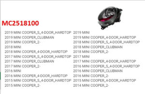 Mini Headlight Halogen Headlight Driver Side Without Logo Yellow Signal Mini 2014-2019
