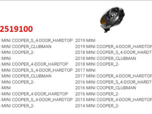 Mini Headlight Halogen Headlight Passenger Side Without Logo Yellow Signal Mini 2014-2019