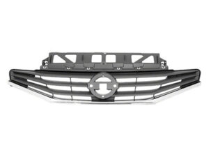 Nissan Versa Grille Painted Gray 3-Bars/Chrome Molding 2014-2016 (Exc Sr)