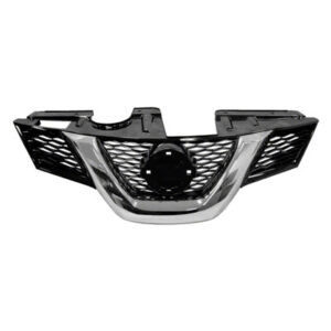 Nissan Rogue Front Grille Usa Built Without Camera Black/Chrome Molding 2014-2015