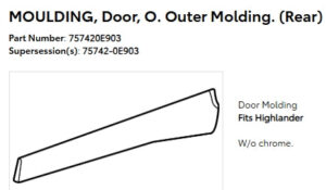 Toyota Highlander Door Outer Paint-to-Match Without Xse Highlander/Hyb 2020-2025