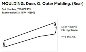 Toyota Highlander Door Outer Paint-to-Match Without Xse Highlander/Hyb 2020-2025