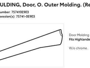 Toyota Highlander Door Outer Paint-to-Match Without Xse Highlander/Hyb 2020-2025