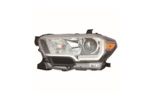Toyota Tacoma Headlight Halogen Headlight Driver Side Black/Chrome Bezel Without Led Daytime Running Light 2016-2017