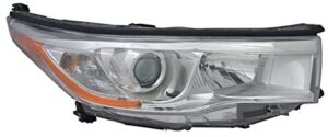 Toyota Highlander Headlight Passenger Side Bright Chrome-Bezel Highlander/ Hybrid 2014-2016