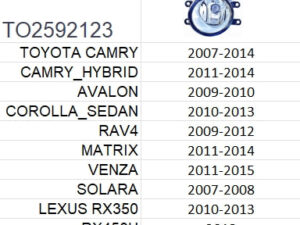 Toyota Venza Fog Light Driver Side N-American Built