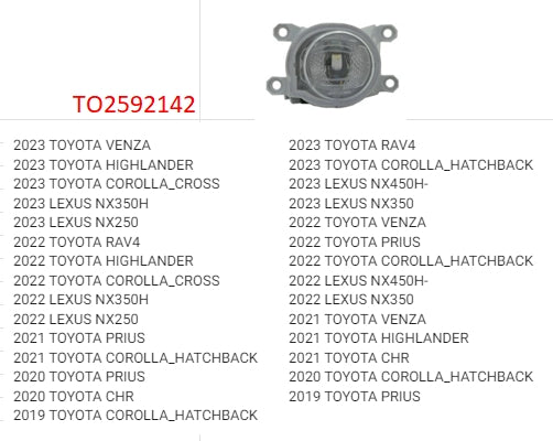 Toyota Venza Fog Light Driver Side Fits Highlander Xse And Japan Built Chr And Rav4 Clck Image For Fitments Capa