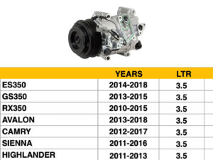 Toyota Highlander A/C Compressor 3.5L Camry/Avalon/Sienna/Highlander/Es350/Gs350/Rx350 (4S Pn 98315)