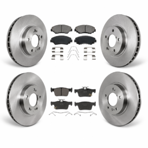 Complete Front & Rear Brake Rotor and Ceramic Pad Set – Compatible with Hyundai Elantra With Manual Parking