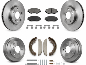Front & Rear Brake Kit with Rotors, Ceramic Pads, Drums & Shoes – Compatible with 2020-2023 Hyundai Venue