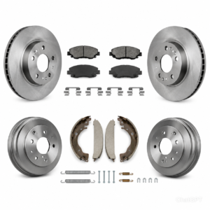 Front & Rear Brake Kit with Rotors, Ceramic Pads, Drums & Shoes – Compatible with 2020-2023 Hyundai Venue