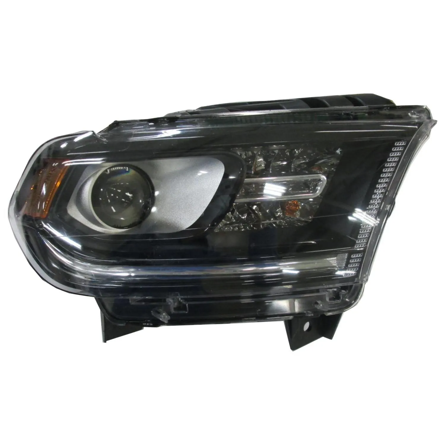 Dodge Durango Head Lamp Passenger Side Halogen Black Bezel Without LED Drl CAPA Certified 2014-2015