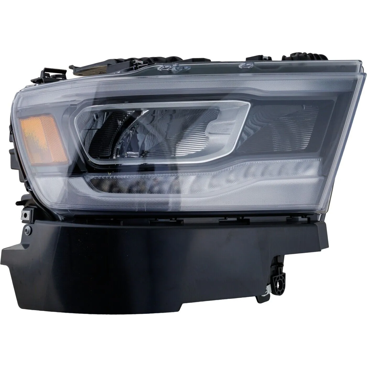 Ram PICKUP-RAM-1500 Head Lamp Passenger Side LED Chrome Bezel Reflector TYPE Without Logo 2019-2024