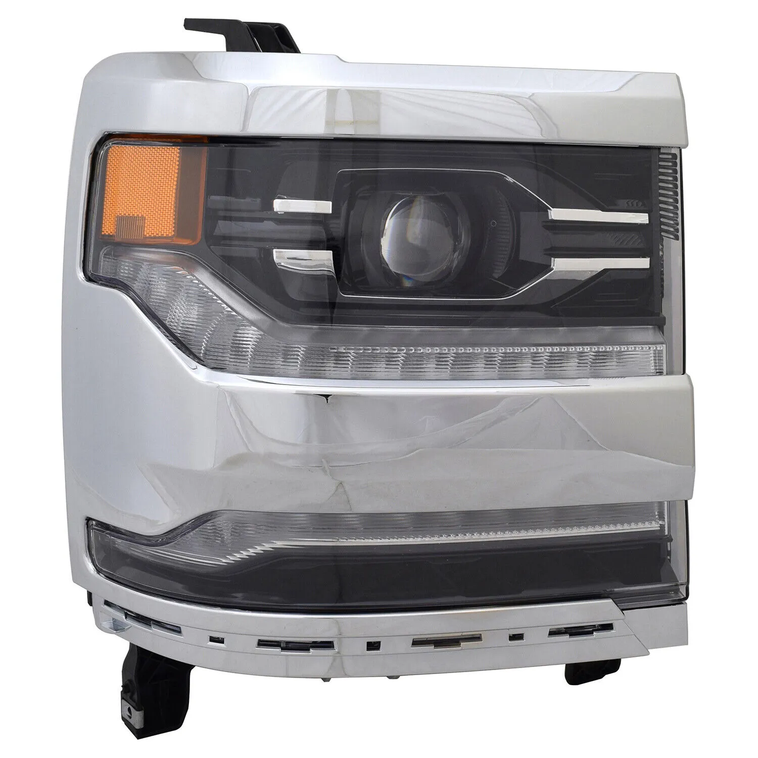 Chevy Silverado Pickup 1500 Head Lamp Passenger Side LED Chrome Bezel 2016-2018