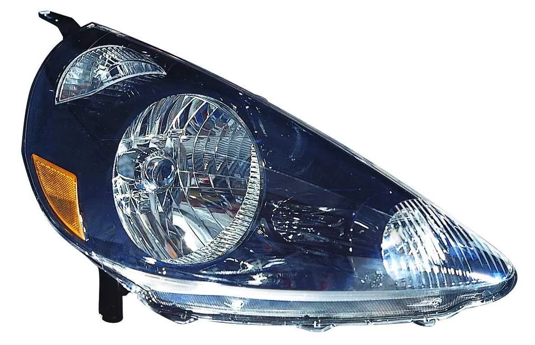 Honda Fit Head Lamp Passenger Side Black CAPA Certified 2007-2008