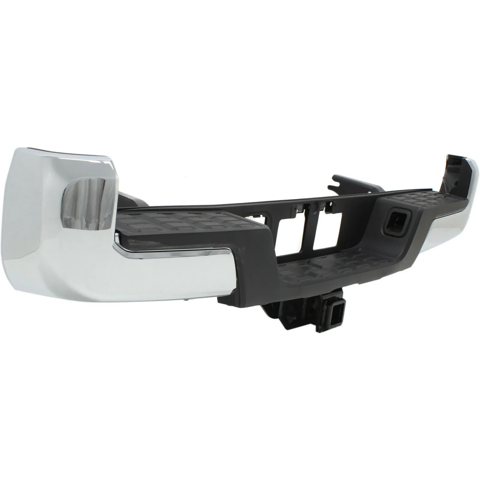 Toyota Tacoma Pickup 2WD/Tacoma Pickup 4WD Bumper Rear Assembly With towing Hook Without Sensor Hole Chrome 2016-2023