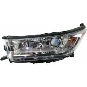 Toyota Highlander/Highlander Hybrid Head Lamp Driver Side With smoked Chrome With chrome Bezel Without LED Drl LE/LE Plus/xle Model 2017-2019