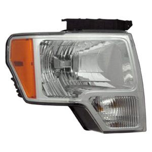 Ford Pickup Lightduty Head Lamp Passenger Side Halogen Except Harley Davidson Svt With chrome Trim CAPA Certified 2009-2014