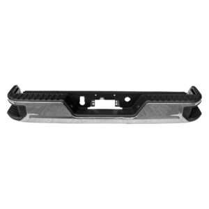 GMC Sierra Pickup 1500 Bumper Rear Assembly Chrome With Single Exhaust Without Blind Spot Brackets (face Bar/pad/inserts/outer Support Brackets/license Lamps) Without Sensor 2019-2025